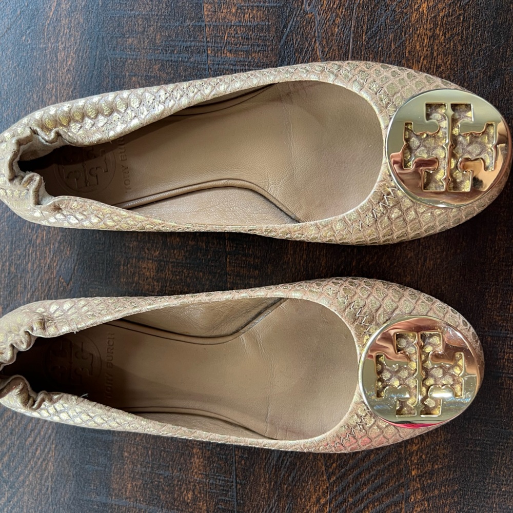 Tory Burch Gold Ballet Flats Size 5